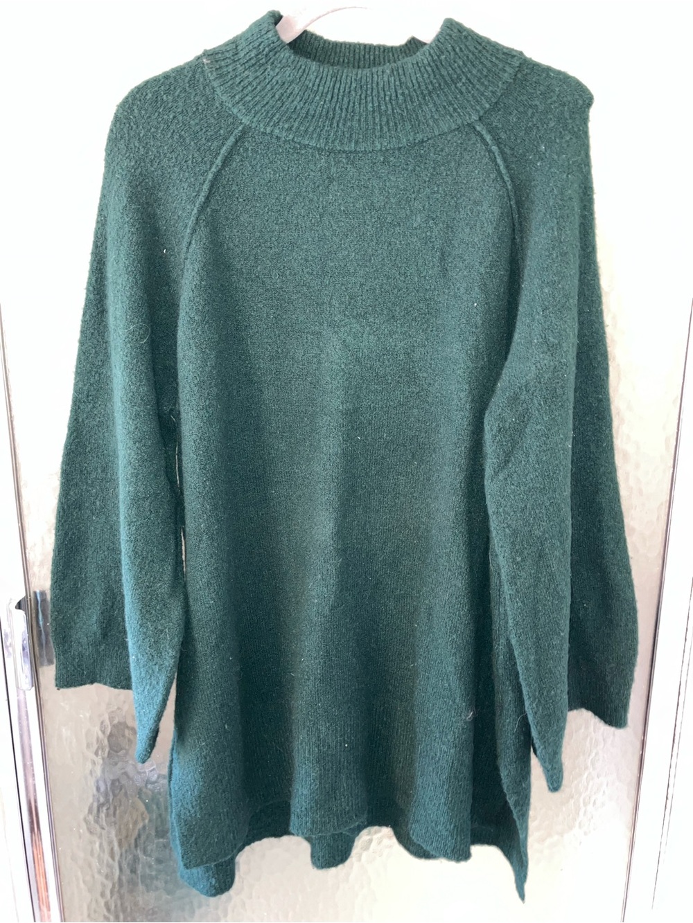 Calvin Klein Deep Green Ribbed Mock Neck Sweater Tunic